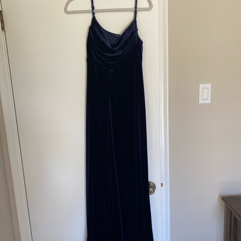 Revelry Skye Velvet Dress in Navy Blue, size 2, Maternity